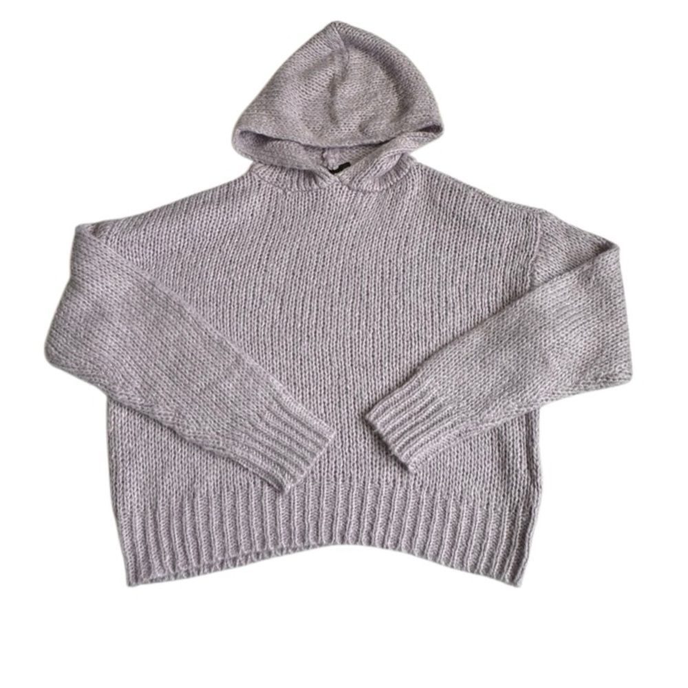 Kendall & Kylie Pac Sun Knit Sweater Hood Purple Oversized Chunky SZ L NEW